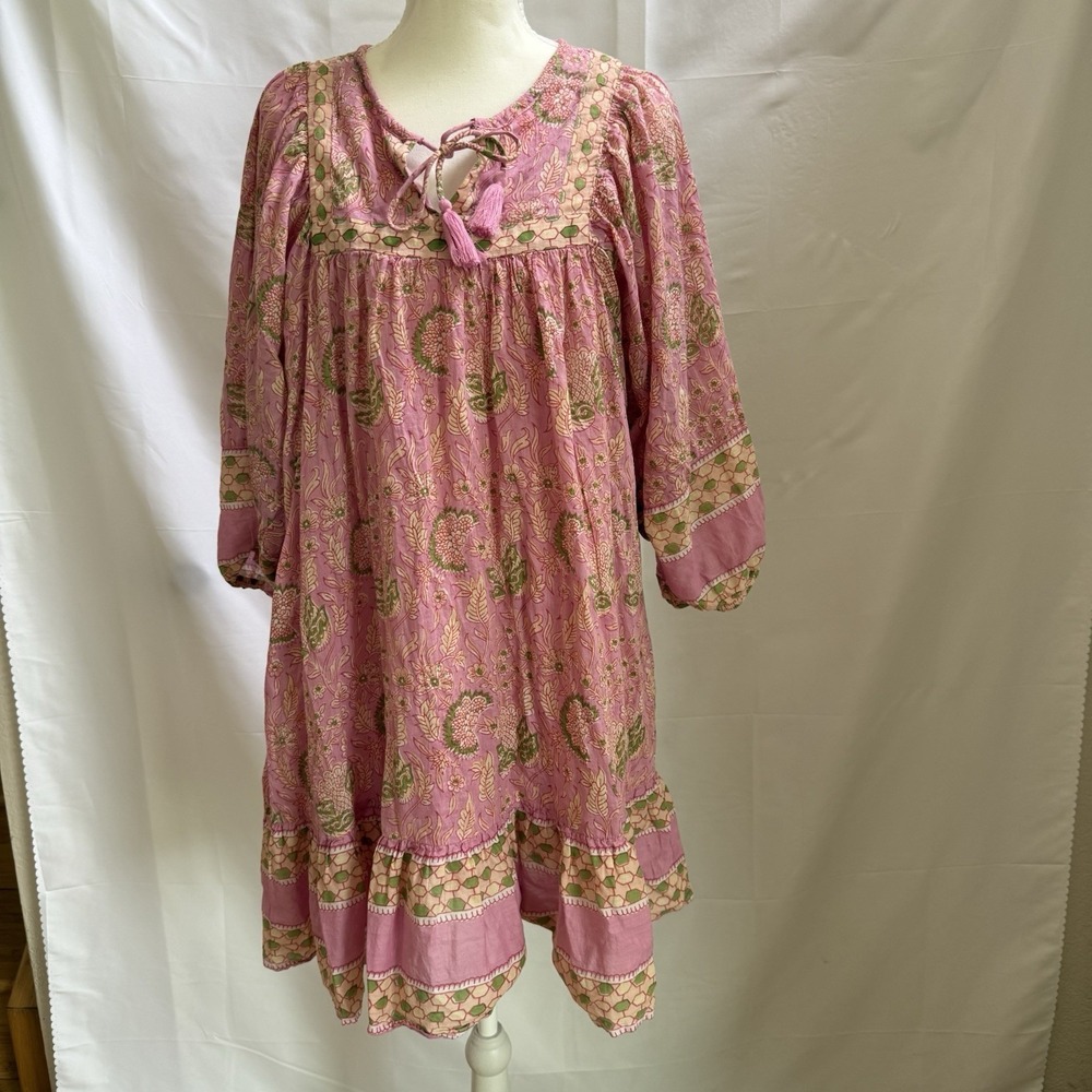 ANTHROPOLOGIE $198 Cleobella Magdalena Wildflower Mini Tunic Dress Size Medium - Picture 2 of 16